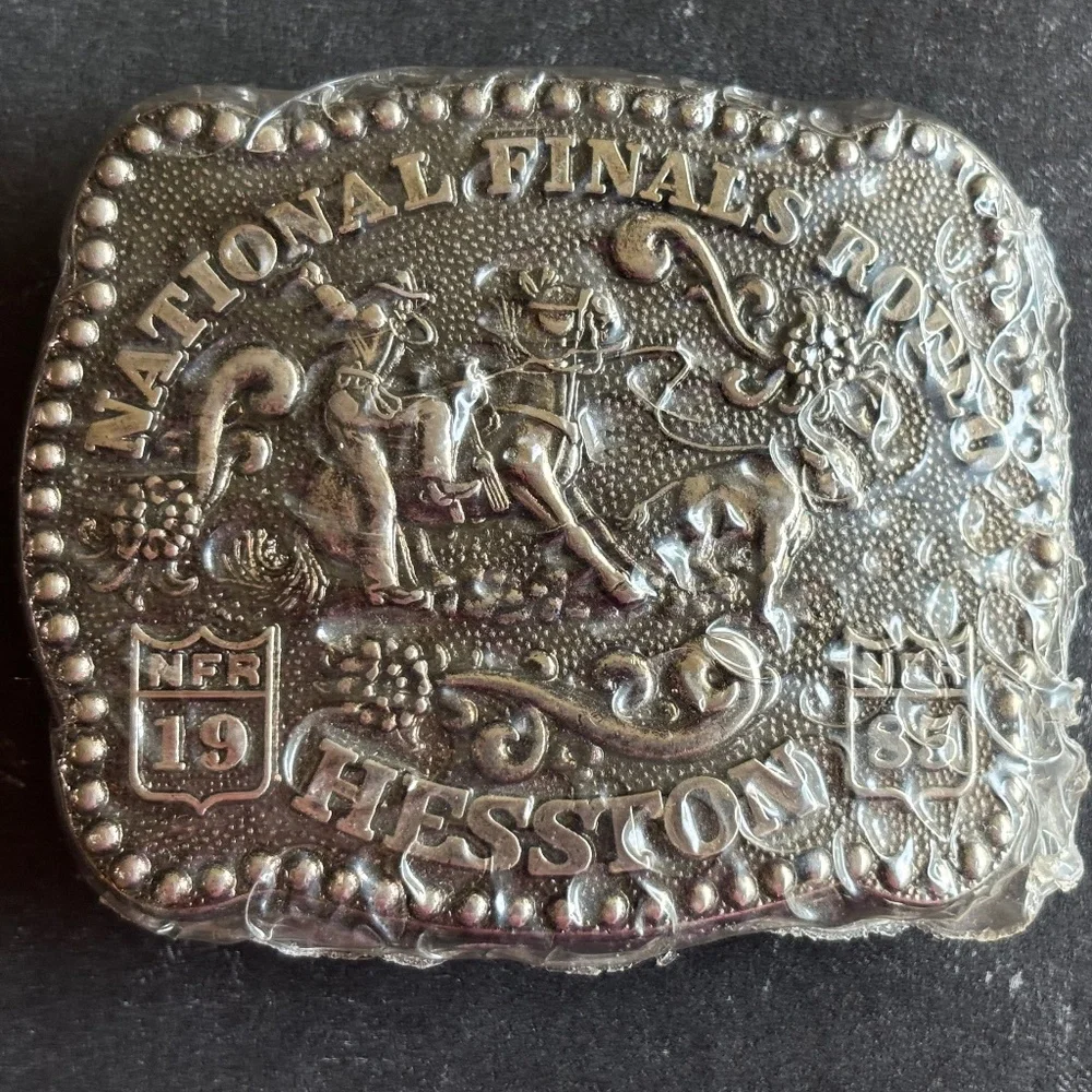 Hesston 1985 Bronze Child National Finals Rodeo Commemorative Series Belt Buckle